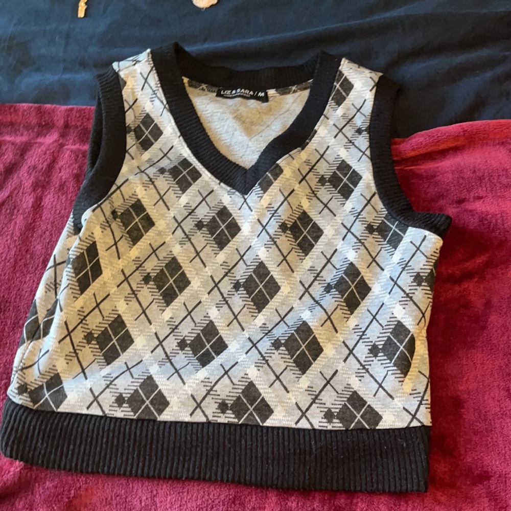 Super cute black and grey sweater vest